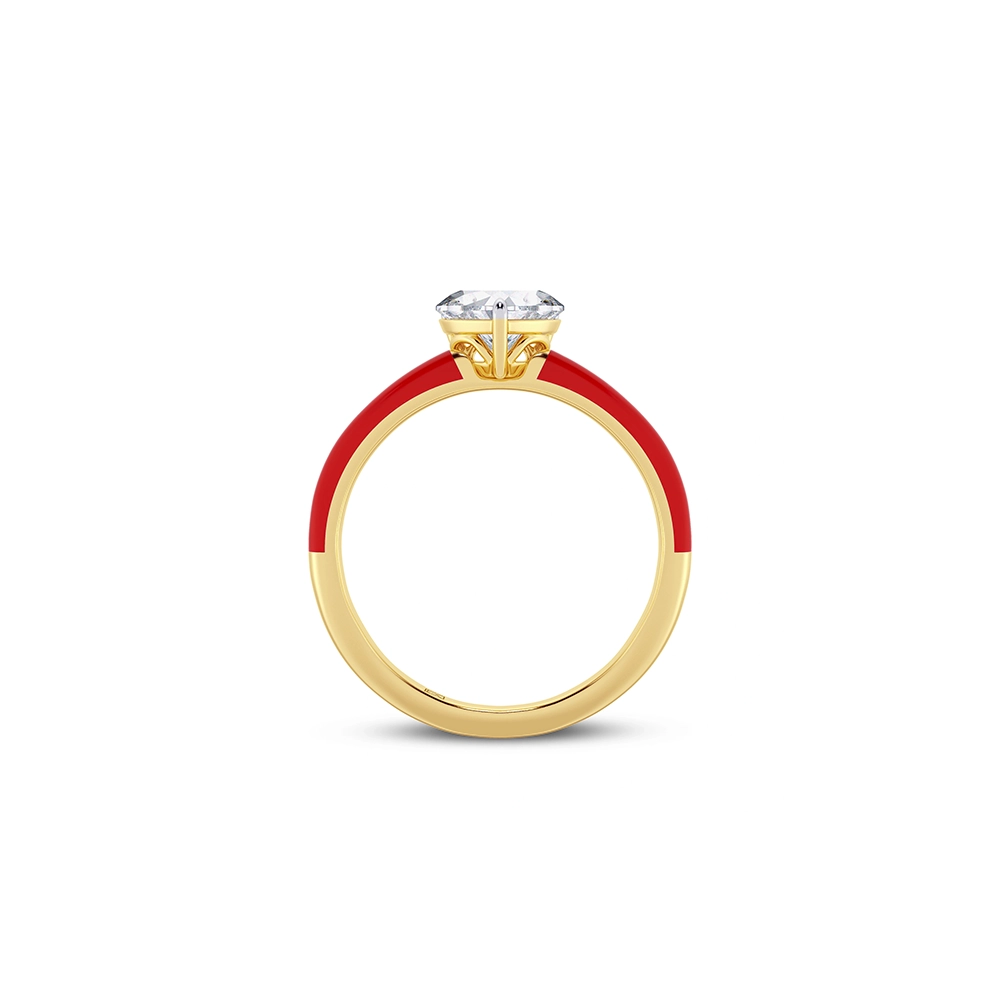 Red 0.75 ct Heart Diamond Ring